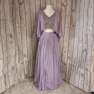 Elegant Lavender Lehenga with Embellished Blouse